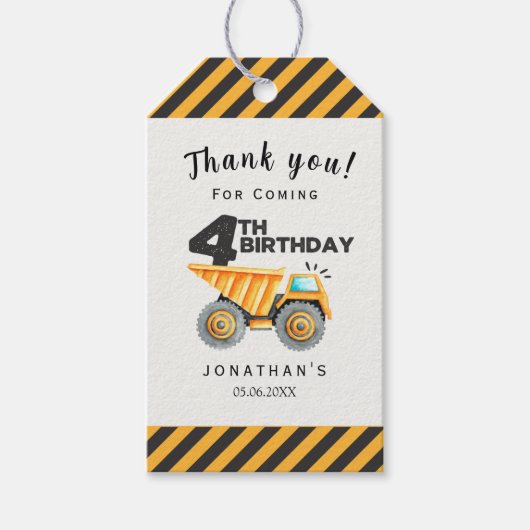 Construction Birthday Party 4th years ギフトタグ (正面)