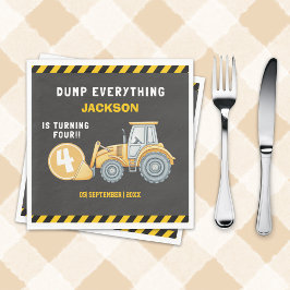 Construction Birthday Party  | Excavator & Truck スタンダードランチョンナプキン