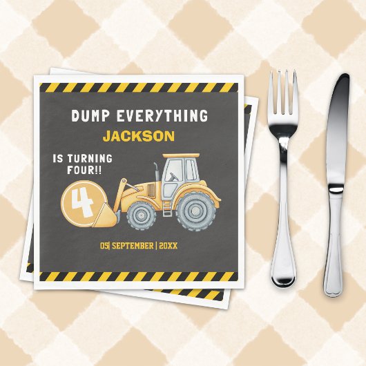 Construction Birthday Party  | Excavator & Truck スタンダードランチョンナプキン