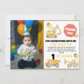 Construction Birthday Photo Thank You Card サンキューカード (正面)