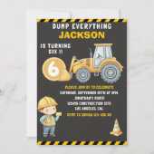 Construction Birthday Turning Six Boy 招待状 (正面)