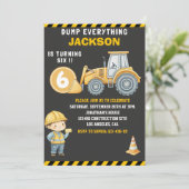 Construction Birthday Turning Six Boy 招待状 (スタンド正面)