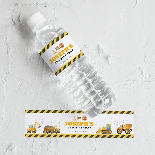 Construction Birthday Water Bottle Label ペットボトルラベル