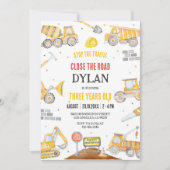 Construction Boy Birthday Invitation 招待状 (正面)