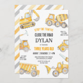 Construction Boy Birthday Invitation 招待状 (正面/裏面)