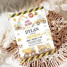 Construction Boy Birthday Invitation 招待状