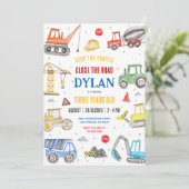 Construction Boy Birthday Invitation 招待状 (スタンド正面)