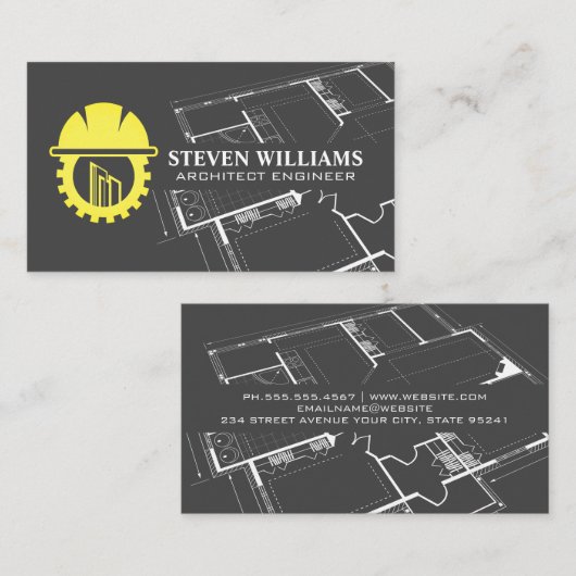Construction Builder Logo | 設計図 名刺 (正面/裏面)