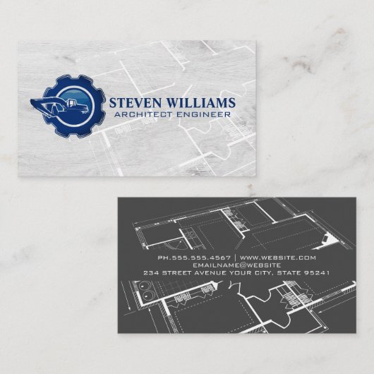 Construction Builder Logo | Blueprint  名刺 (正面/裏面)