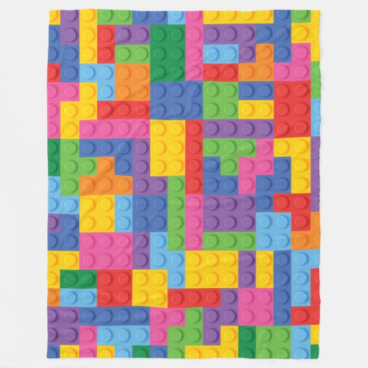 Construction Building Blocks Toy Pattern 2 フリースブランケット (正面)