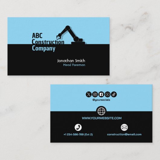 Construction Building Crane Business Card 名刺 (正面/裏面)