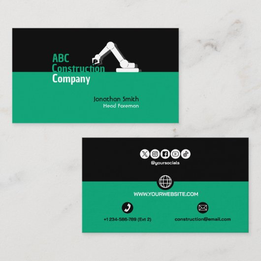 Construction Building Crane Business Card 名刺 (正面/裏面)
