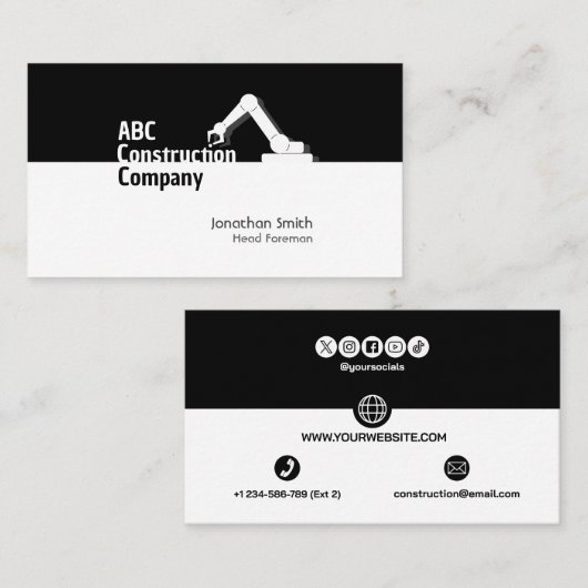 Construction Building Crane Business Card 名刺 (正面/裏面)