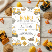 construction bulldozer celebration baby boy shower 招待状