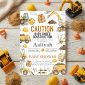 construction bulldozer celebration baby boy shower 招待状