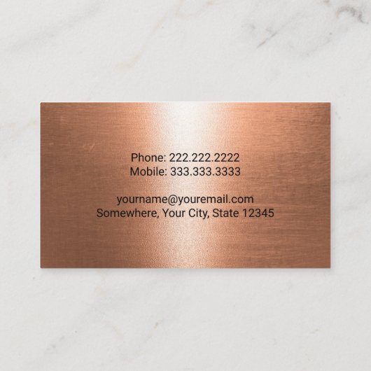 Construction Bulldozer Plant Operator Copper 名刺 (裏面)