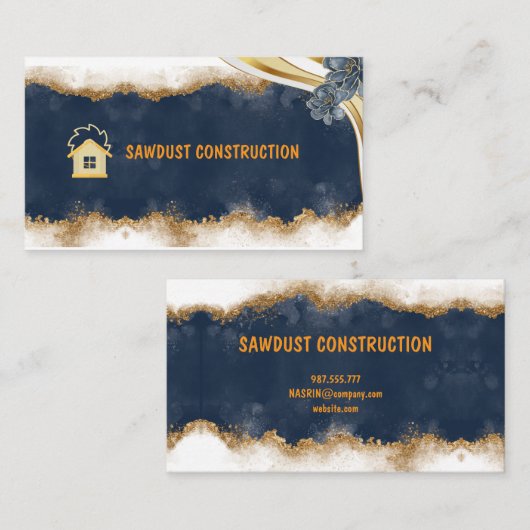 Construction Carpenter Wooden dark rustic timber 名刺 (正面/裏面)