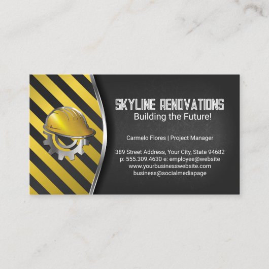 Construction Caution | Hard Hat Helmet 名刺 (正面)