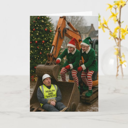 Construction Christmas card Health & Safety kidnap カード (黄色い花)
