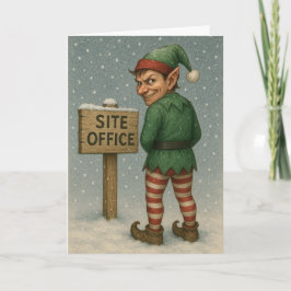Construction Christmas card - naughty elf! カード