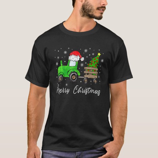 Construction Christmas Tree Truck Winter Boys Kids Tシャツ (正面)