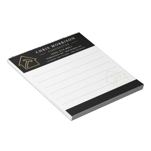 Construction Company Black Gold Notepad ノートパッド (アングル)