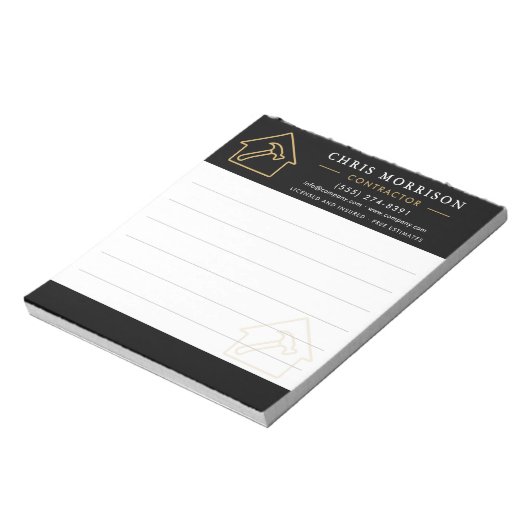 Construction Company Black Gold Notepad ノートパッド (回転)