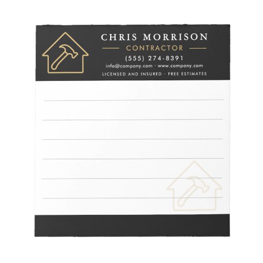 Construction Company Black Gold Notepad ノートパッド (正面)