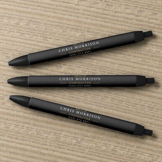 Construction Company Black Gold Pen 黒ボールペン