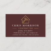 Construction Company Burgundy Gold QR Code 名刺 (正面)