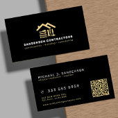Construction company modern gold black QR code 名刺