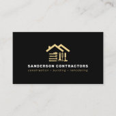 Construction company modern gold black QR code 名刺 (正面)