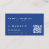 Construction company modern royal blue gold QR  名刺 (裏面)