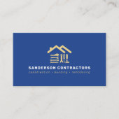 Construction company modern royal blue gold QR  名刺 (正面)