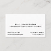 Construction Contractor Architect Business Card 名刺 (裏面)