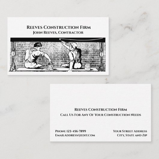 Construction Contractor Architect Business Card 名刺 (正面/裏面)