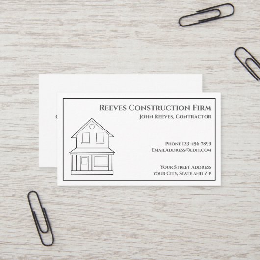 Construction Contractor Architect Business Card 名刺 (正面/裏面インサイチュ)