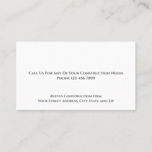 Construction Contractor Architect Business Card 名刺 (裏面)