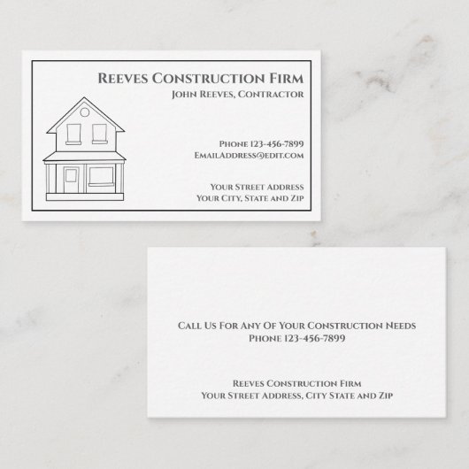 Construction Contractor Architect Business Card 名刺 (正面/裏面)