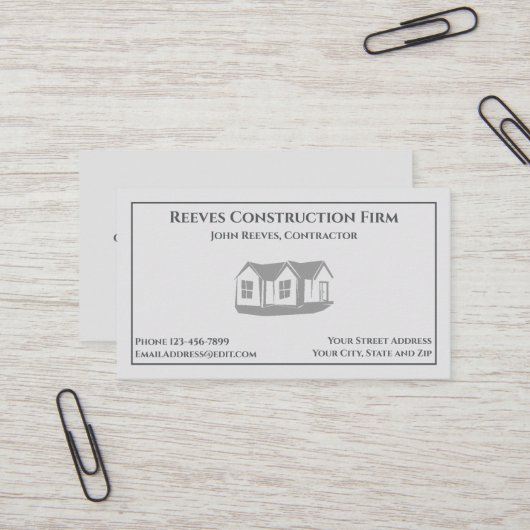 Construction Contractor Architect Business Card 名刺 (正面/裏面インサイチュ)
