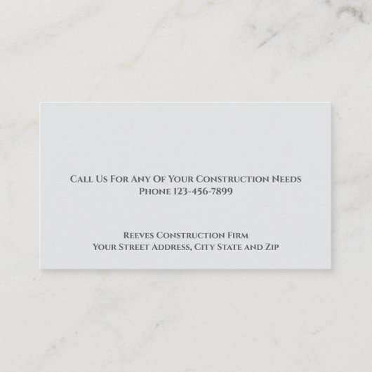 Construction Contractor Architect Business Card 名刺 (裏面)