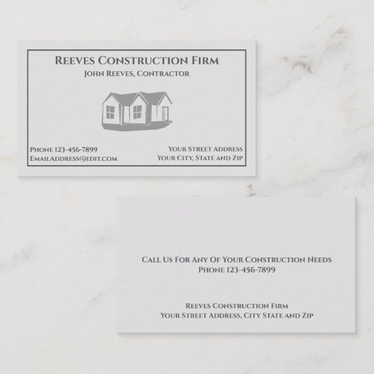Construction Contractor Architect Business Card 名刺 (正面/裏面)
