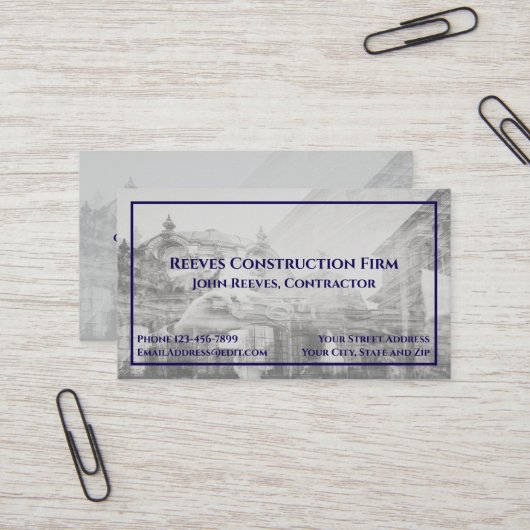 Construction Contractor Architect Business Card 名刺 (正面/裏面インサイチュ)