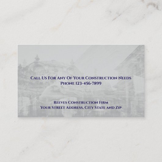 Construction Contractor Architect Business Card 名刺 (裏面)