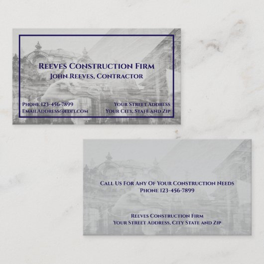 Construction Contractor Architect Business Card 名刺 (正面/裏面)