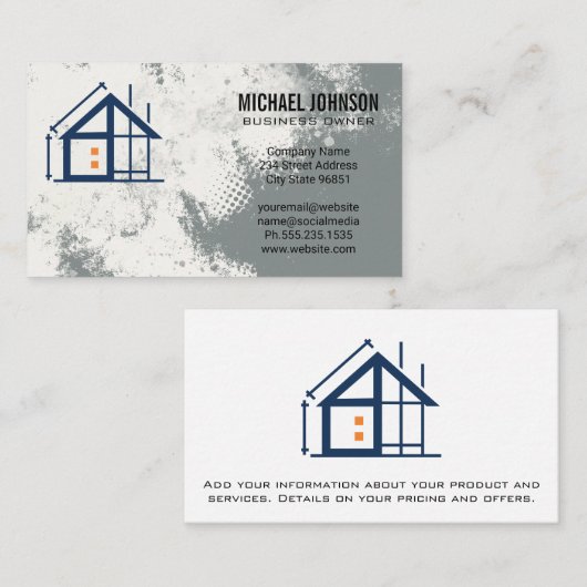 Construction Contractor | Blue Collar 名刺 (正面/裏面)