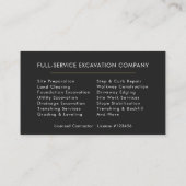 Construction Contractor Excavation Services 名刺 (裏面)