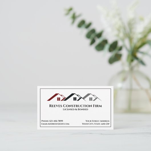 Construction Contractor Roofer Business Cards 名刺 (スタンド正面)