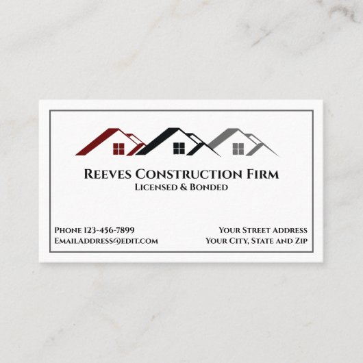Construction Contractor Roofer Business Cards 名刺 (正面)