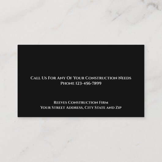 Construction Contractor Roofer Business Cards 名刺 (裏面)